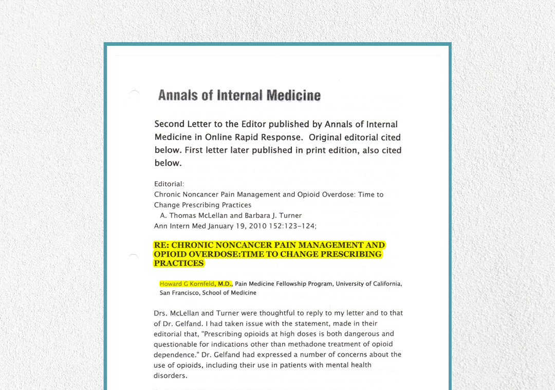 Shows the content of an issue of the Annals of Internal Medicine in which Dr. Howard Kornfeld is a contributor